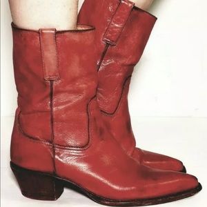 COLE HAAN Red Leather Cowgirl Boots 7 made in Italy so soft!!